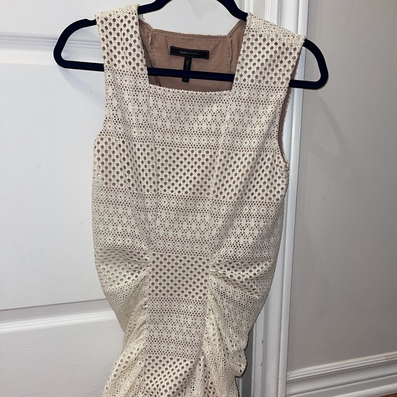 Beige White Tight Mini Dress BCBG size S - Picture 2 of 2